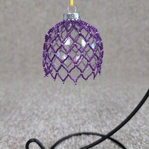 Handmade Beaded Purple Ornament Clear Glass Ball Christmas Decoration‎